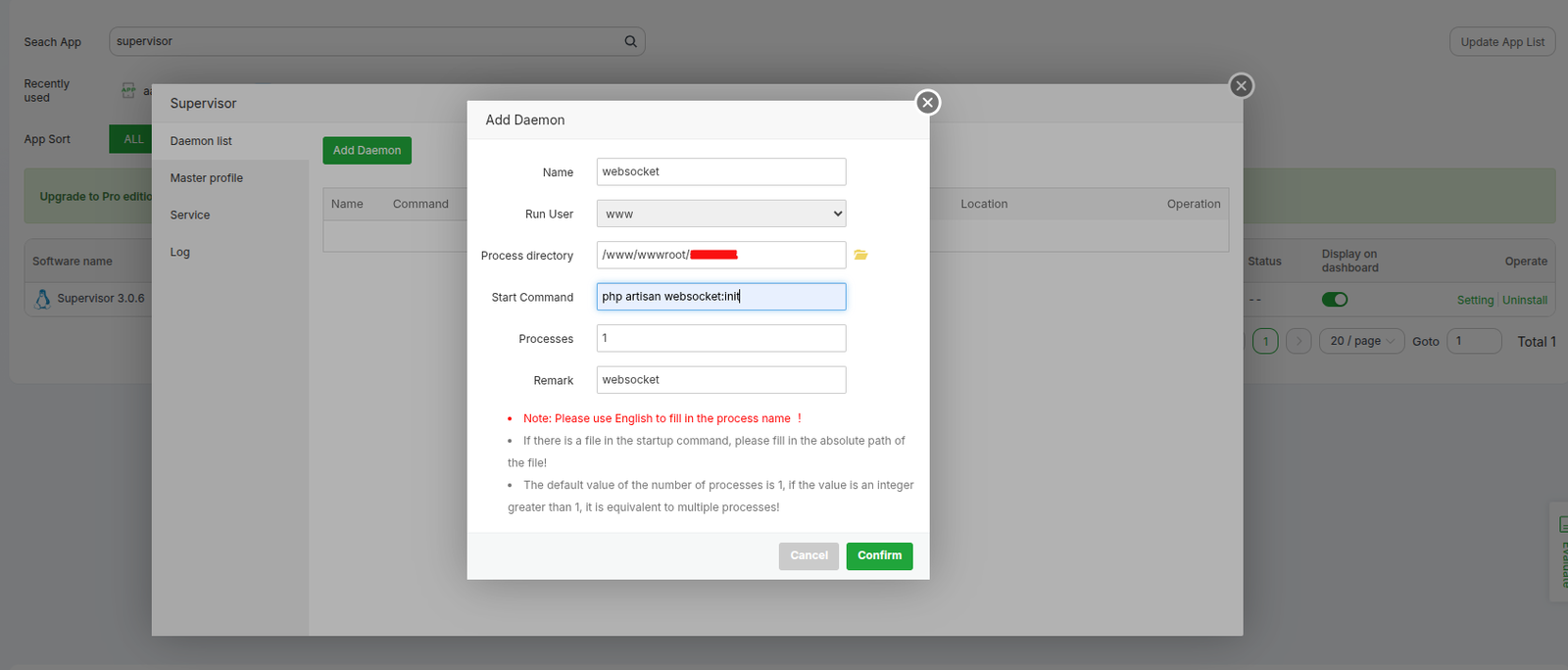 Configure WebSocket Service